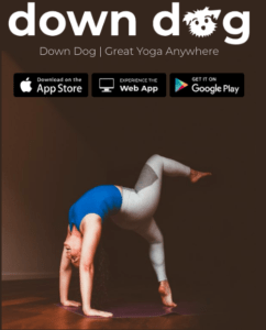 Landing page screenshot for the yoga app Down Dog