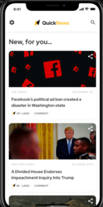 A screenshot of QuickNews app