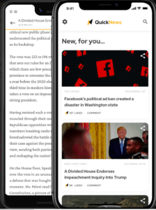 A screenshot of Quicknews App