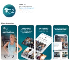 Carrie Underwood's Fit 52 Fitness mobile app portfolio screenshot