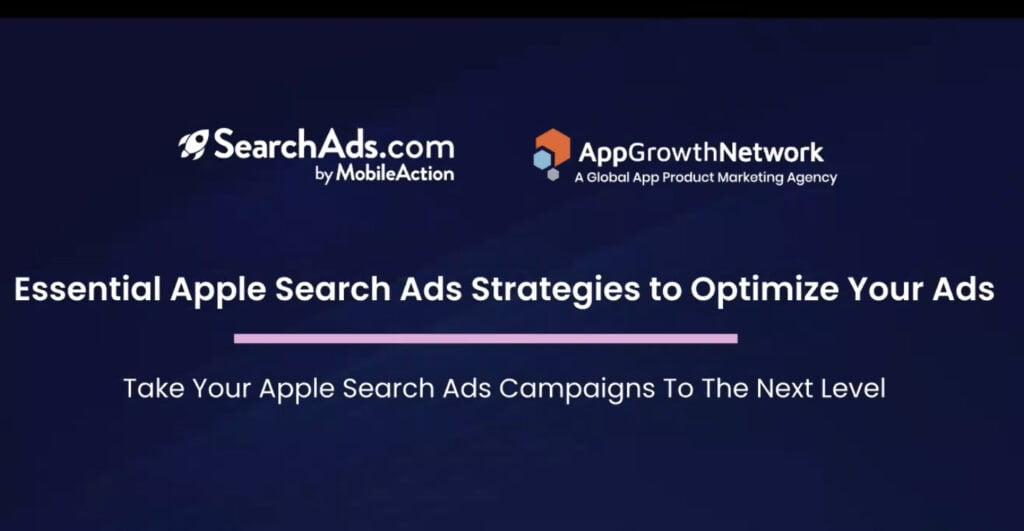 A screenshot of the webinar with Mobile Action and App Growth Network